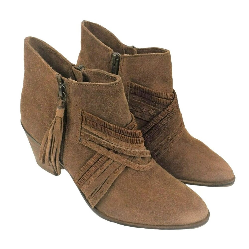 Womens Brown Ankle Boots Naughty Monty Zippers Tassels size 8.5 NWOB   JH990